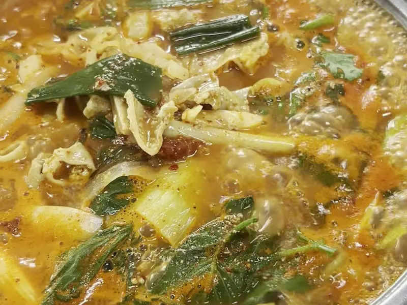 왕손곱창 곱창전골 근접샷