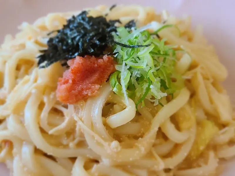 명란 우동의 클로즈업 샷