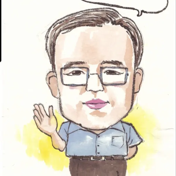 미소짓고 있는 남자의 캐리커쳐