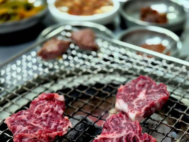 숯불 위에 올려진 고기