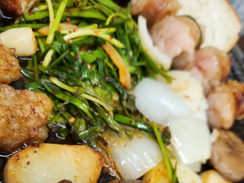 곱창과 양파, 부추의 조화