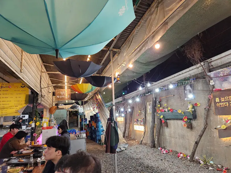 우산으로 장식된 천장