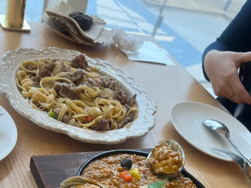 우삼겹 파스타와 전복 리조또