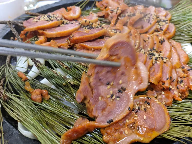 윤기가 흐르는 훈제 오리