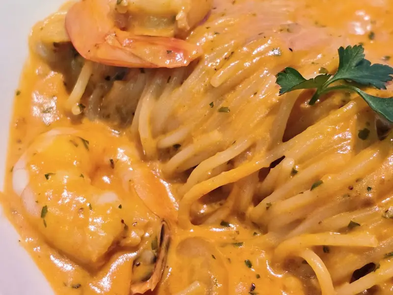 로제 파스타 클로즈업