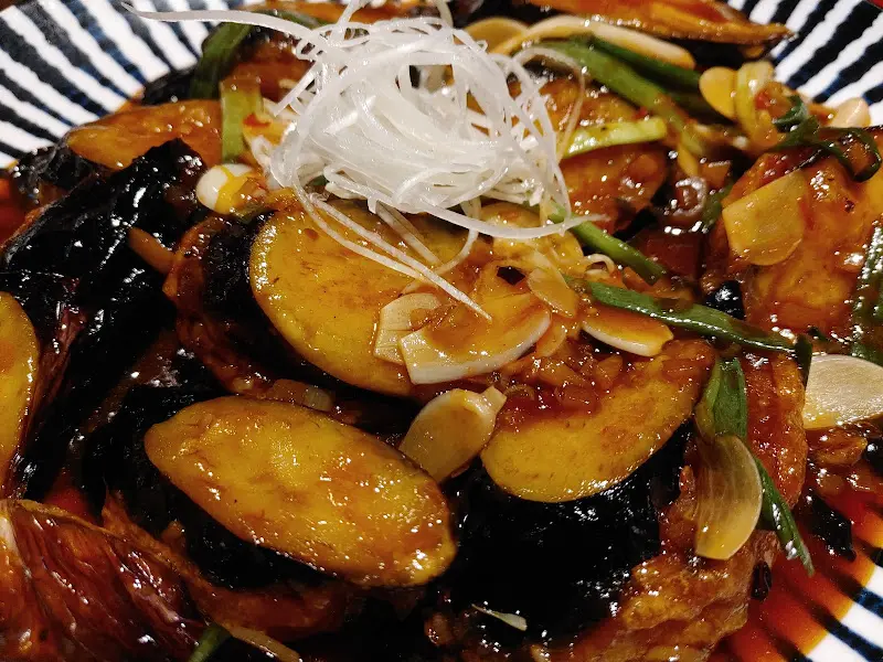 가지 요리 클로즈업 사진