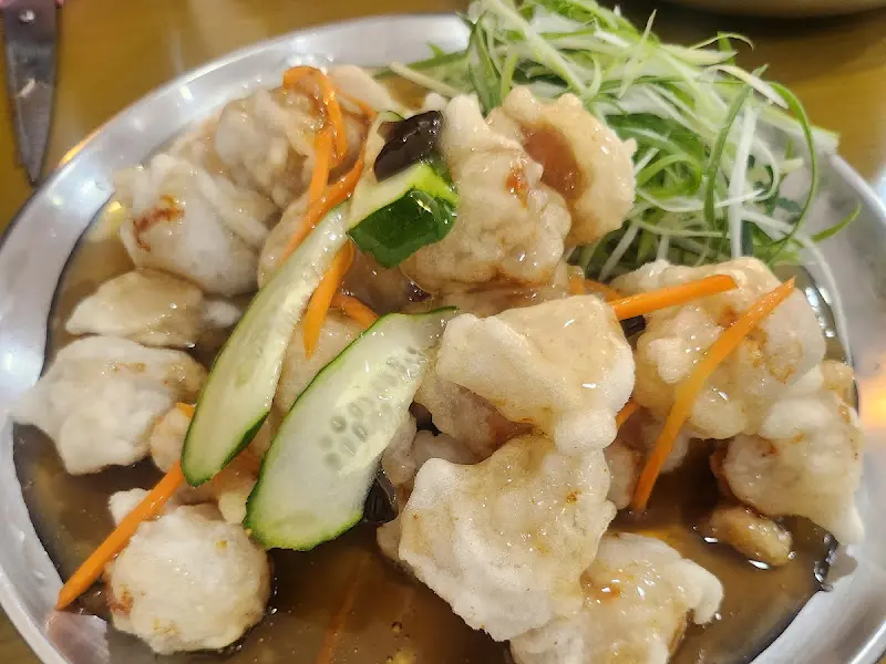 파채와 함께 먹는 탕수육