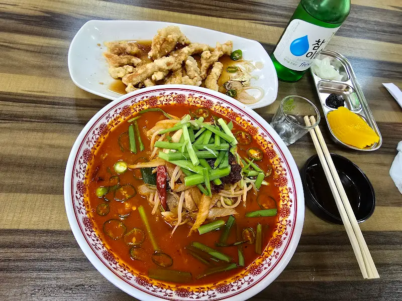 명회네 해장짬뽕 짬뽕, 고기튀김 전체샷