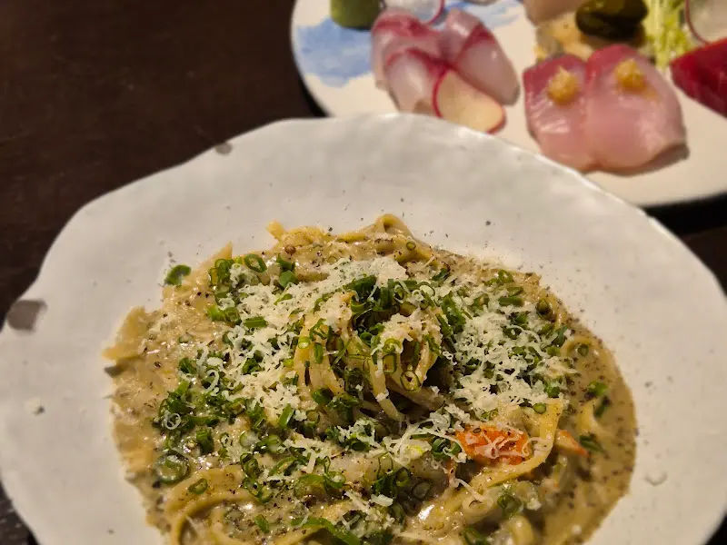 카니미소 파스타 근접샷