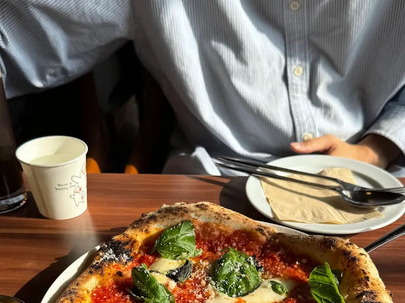 햇살 아래 빛나는 마르게리따 피자