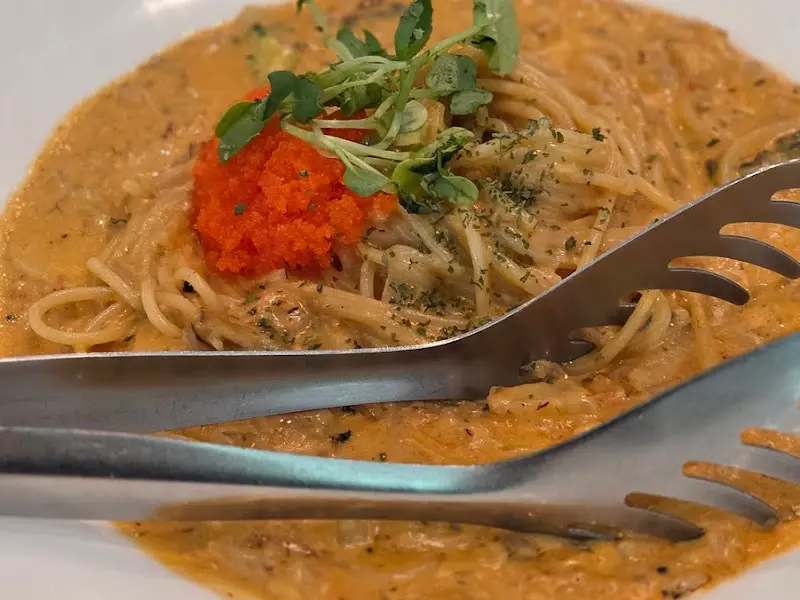 게살 파스타 근접샷