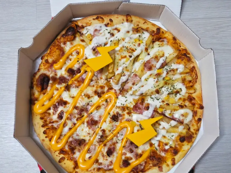 보스포테이토, 딥체다치즈베이컨 반반 피자