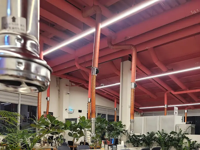 초록빛 인테리어가 돋보이는 식당 내부