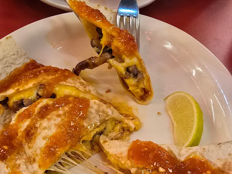 퀘사디아 단면을 보여주는 사진