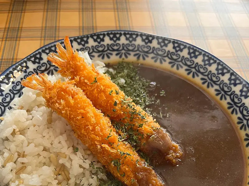 카레라이스에 튀김 토핑을 올린 모습