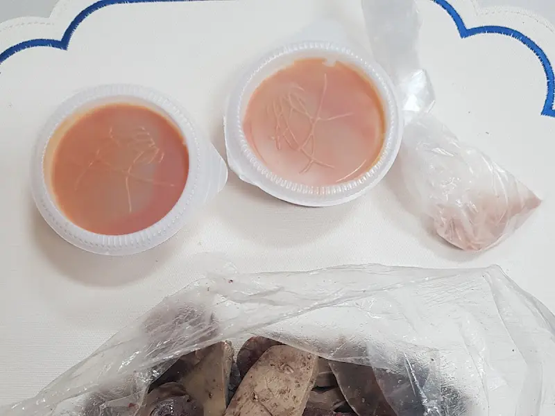 포장해온 순대와 쌈장의 모습