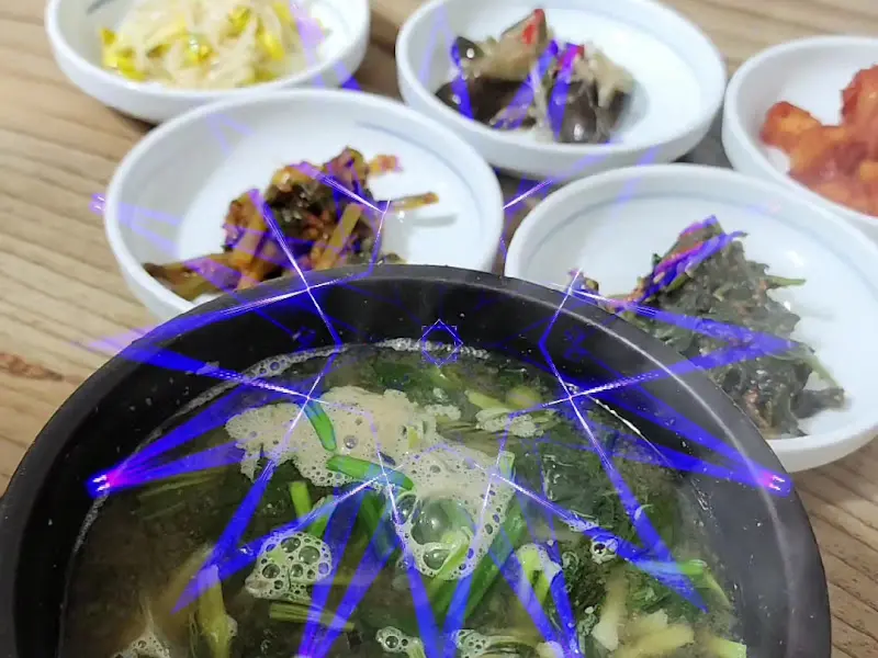 다슬기탕과 밑반찬