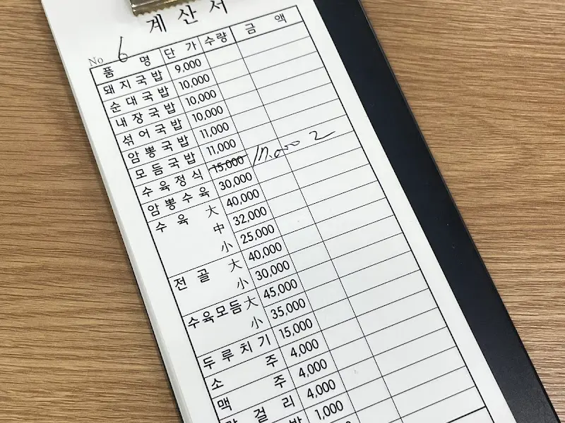 메뉴판과 가격 정보