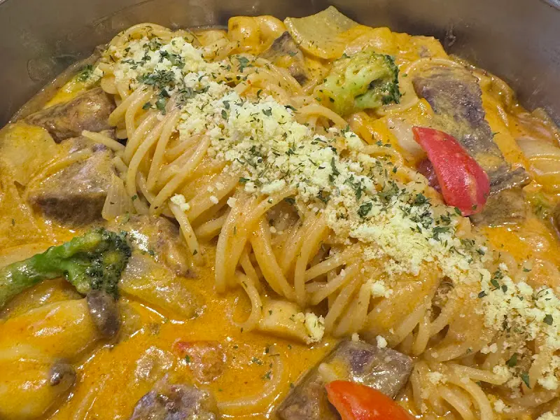 레드크림파스타 근접샷