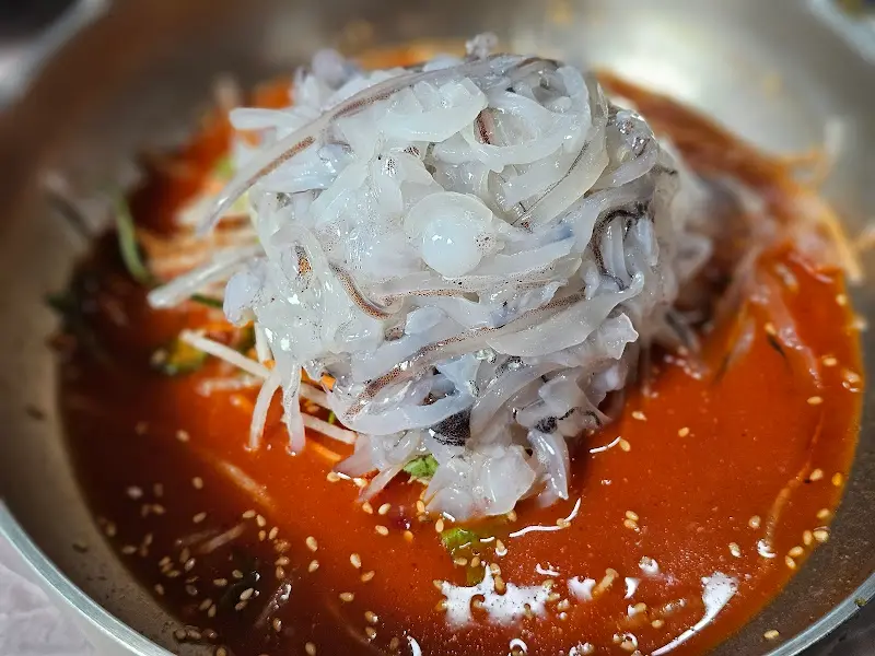 오징어 물회 근접 사진