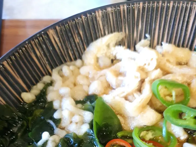 우동 면발과 고명