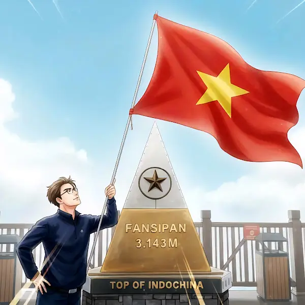 베트남 국기를 들고 있는 남자