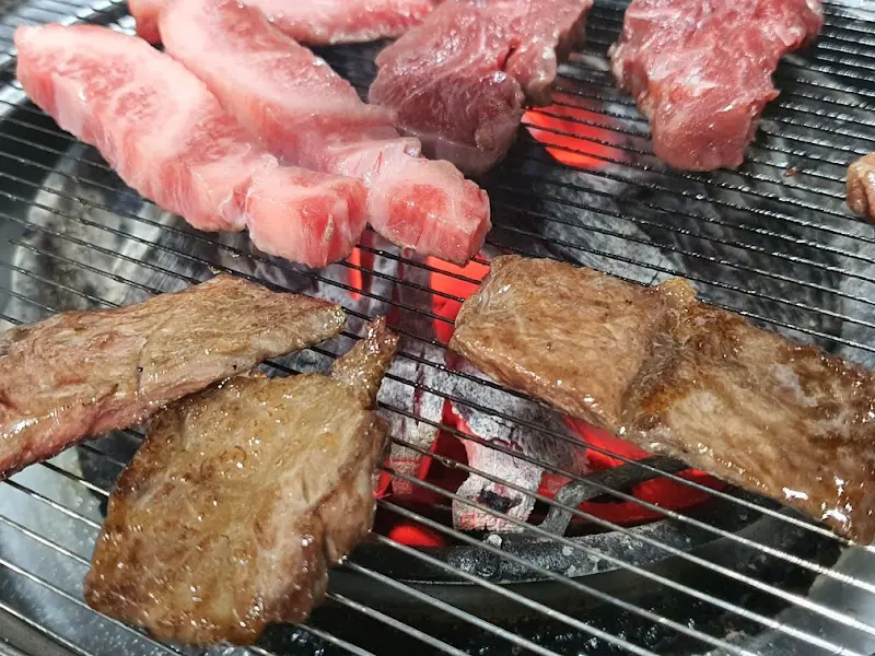 숯불에 구워먹는 소고기