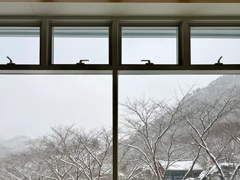 창문 너머 설경