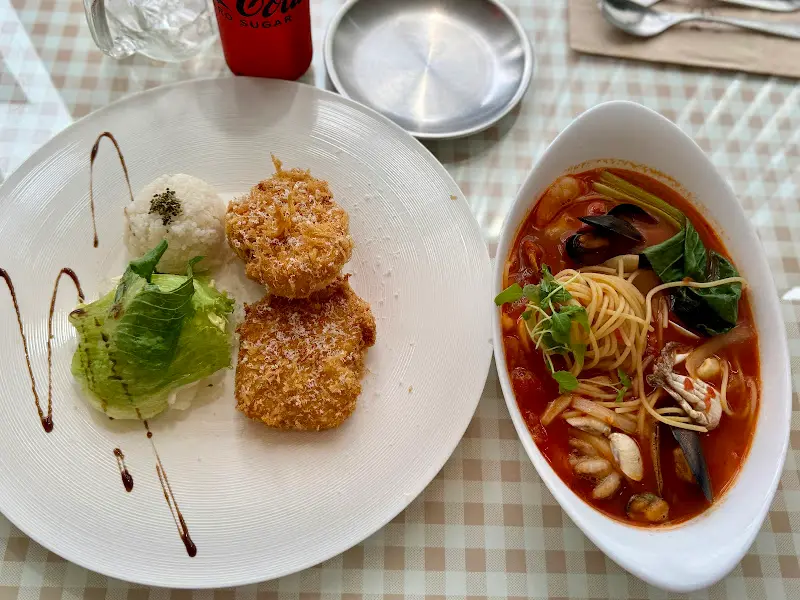 돈까스와 새우 로제 파스타