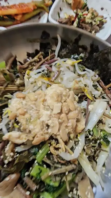 싱싱한 산나물이 가득 담긴 산채비빔밥