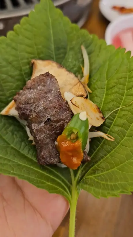 깻잎에 싸 먹는 한우