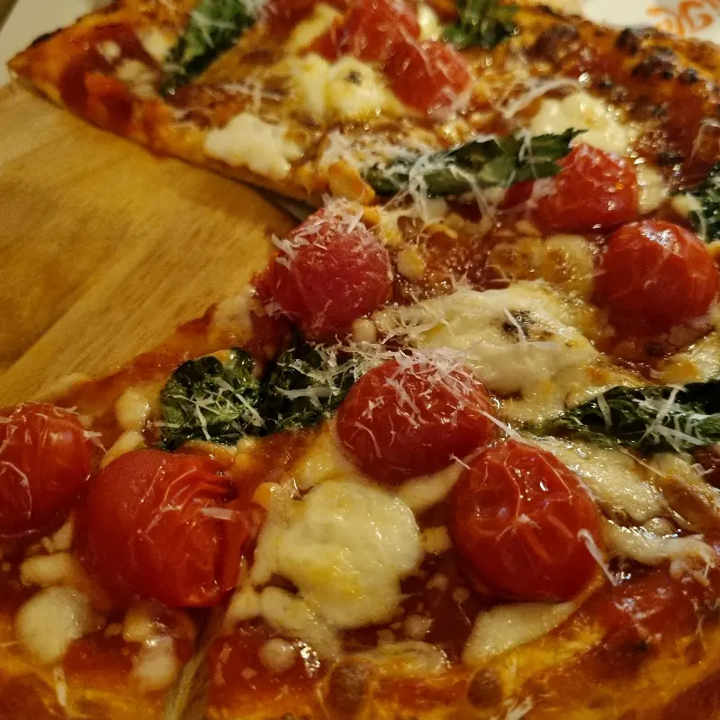 피자 토핑의 클로즈업