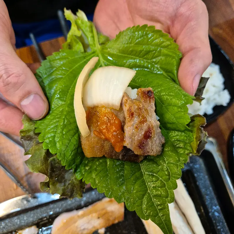 쌈 싸먹는 모습