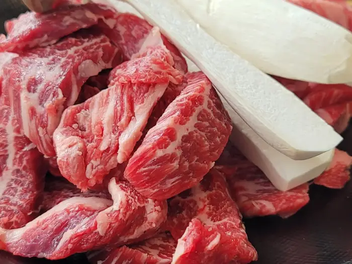 신선한 한우 단면