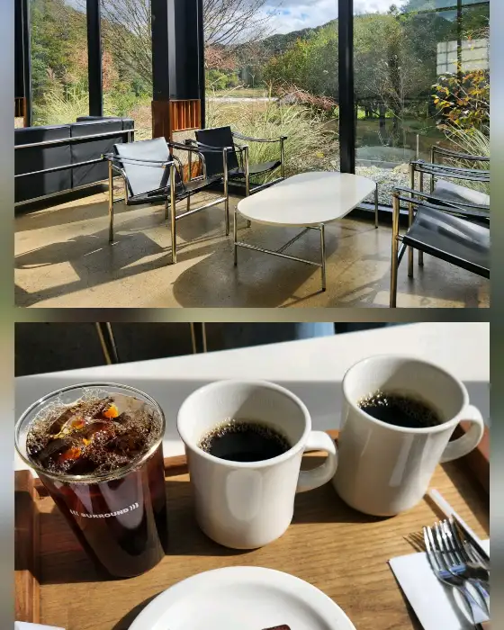 핸드드립 커피와 카페 내부 모습