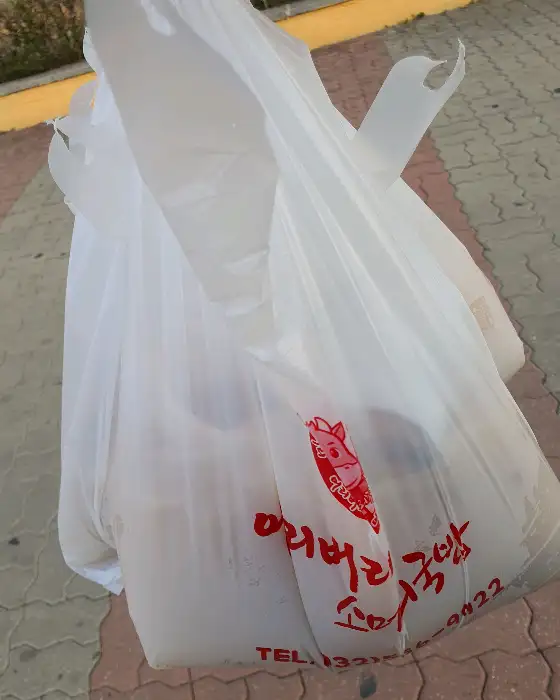 포장된 소머리국밥이 담긴 봉투