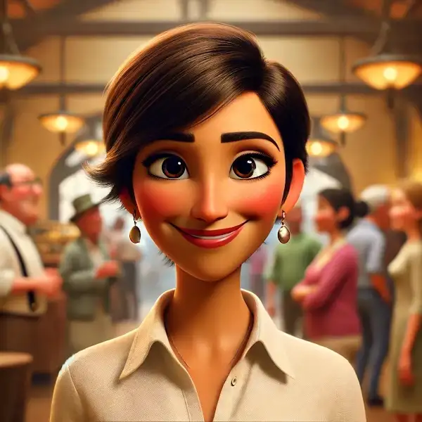 밝게 웃는 여성 일러스트