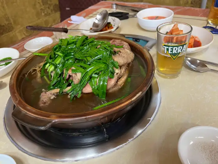 옻닭을 즐긴 후 끓인 죽