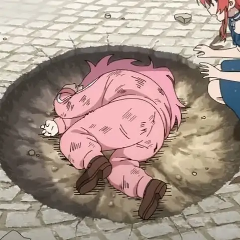 구멍에 빠진 캐릭터