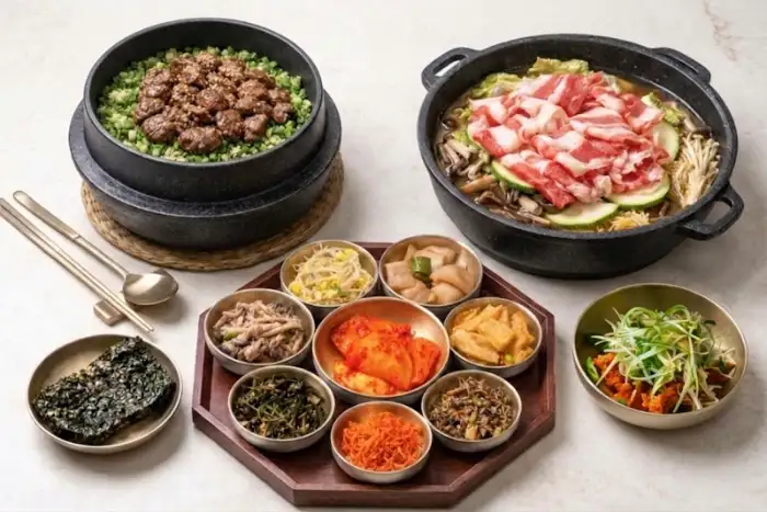 다양한 한식 요리가 차려진 상차림