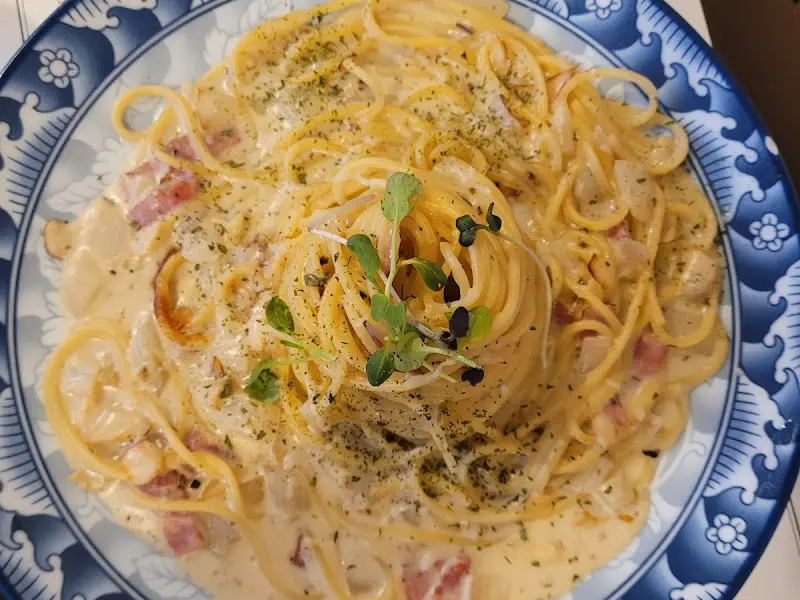 정씨함박 크림 베이컨 파스타 근접샷