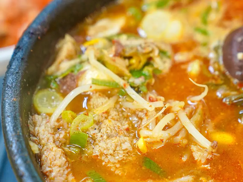 선지해장국 국물의 디테일 샷