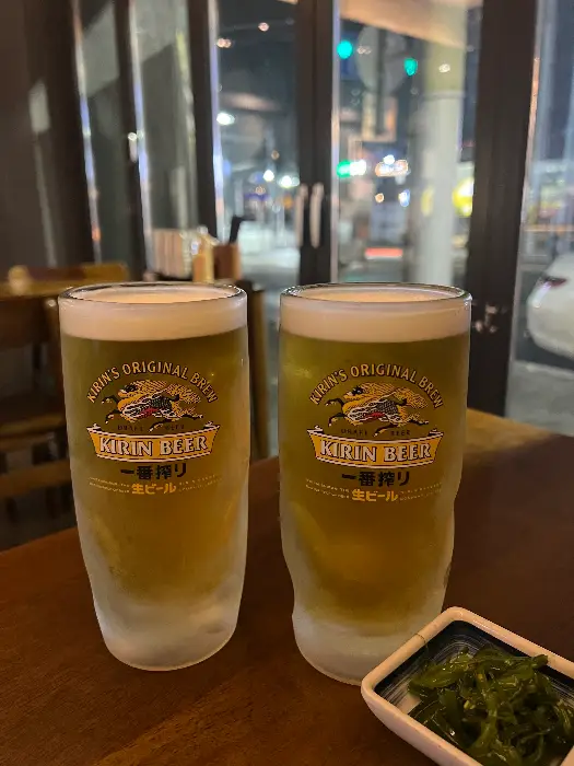 시원한 기린 생맥주 두 잔