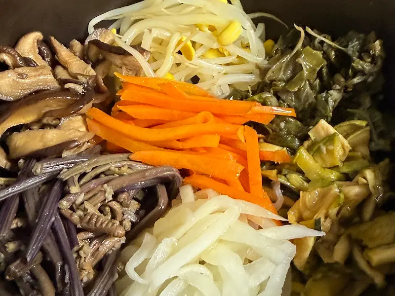 비빔밥 재료의 클로즈업 샷