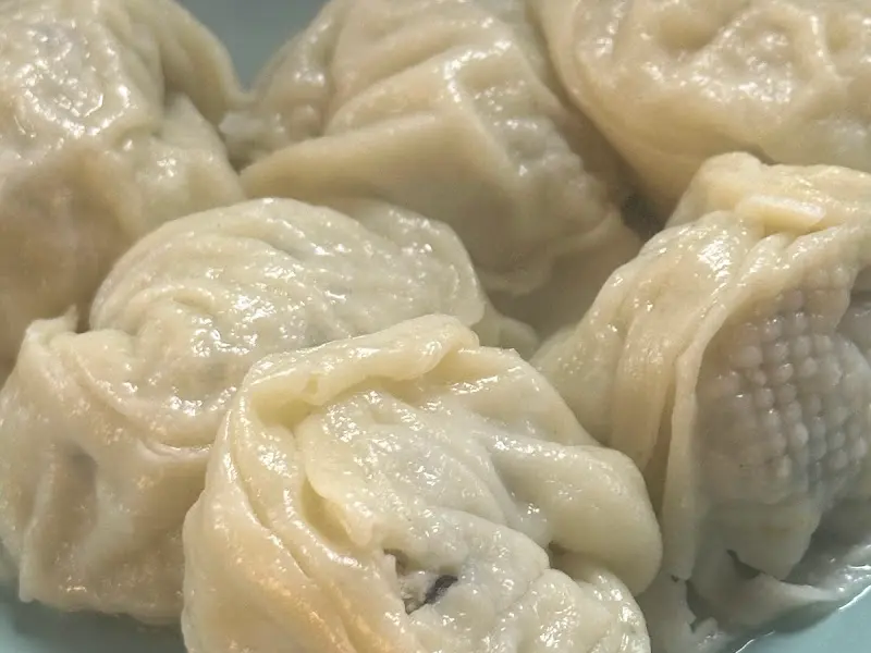 가까이에서 찍은 만두 사진