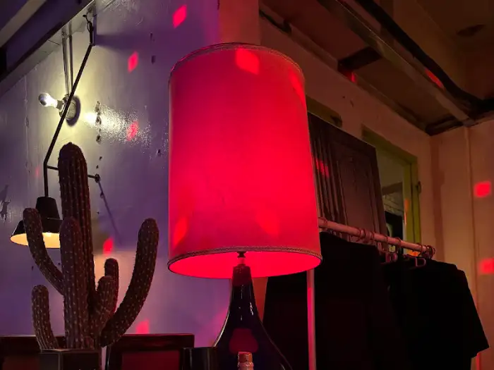 파브릭 서울의 독특한 핑크색 조명과 선인장 소품
