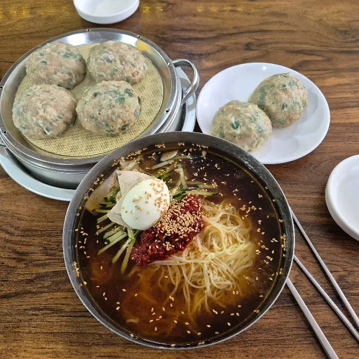 물밀면과 만두