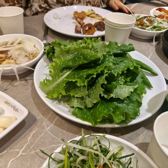 신선한 샐러드와 쌈 채소