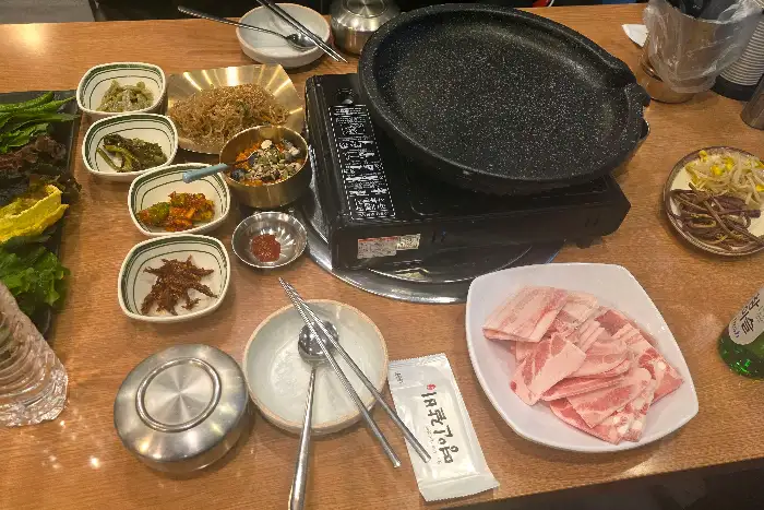 냉삼겹살 구이 준비