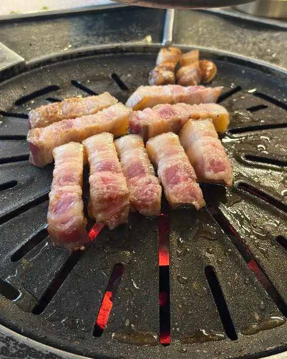 잘 익은 고기 조각들